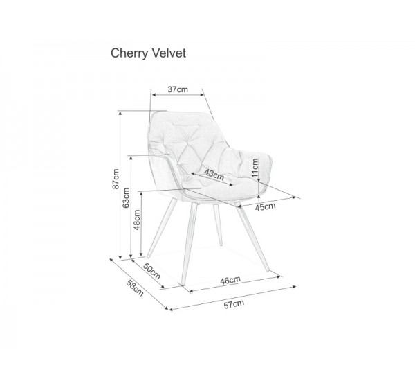 CHERRY VELVET CHAIR ΜΑΥΡΟ ΠΛΑΙΣΙΟ / BLUVEL BLACK 19 DIOMMI CHERRYVCC