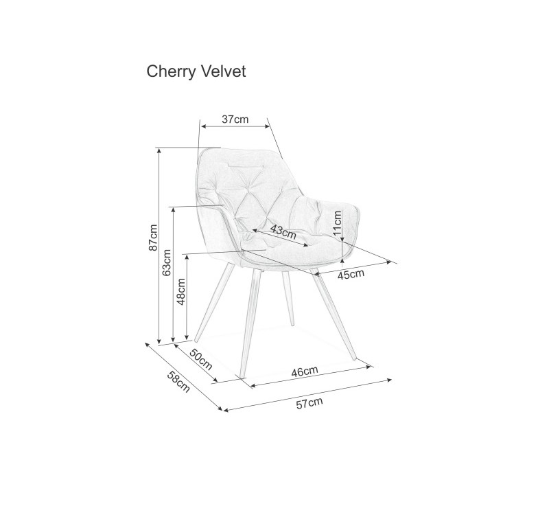 CHERRY VELVET CHAIR ΜΑΥΡΟ ΠΛΑΙΣΙΟ / BLUVEL BLACK 19 DIOMMI CHERRYVCC