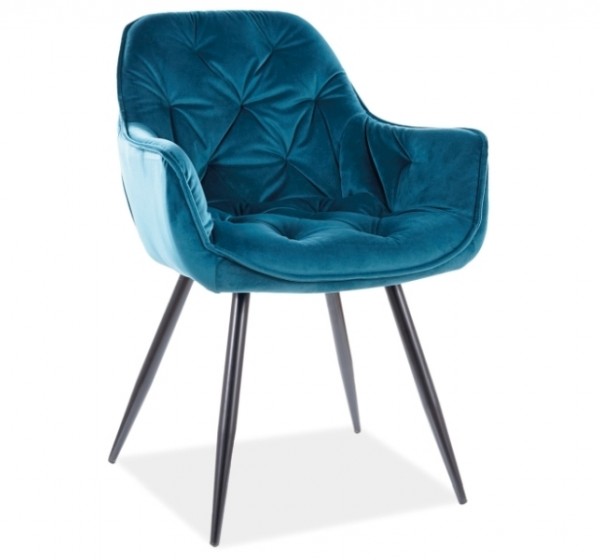 CHERRY VELVET CHAIR ΜΑΥΡΗ ΚΟΡΝΙΖΑ / TURQUOISE BLUVEL 85 DIOMMI CHERRYVCTU