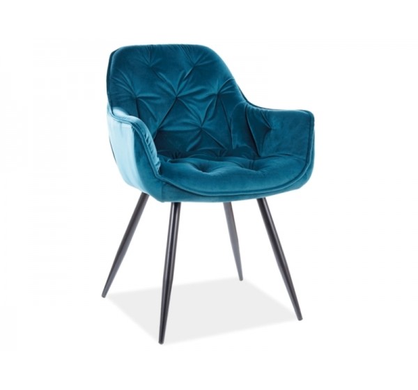 CHERRY VELVET CHAIR ΜΑΥΡΗ ΚΟΡΝΙΖΑ / TURQUOISE BLUVEL 85 DIOMMI CHERRYVCTU
