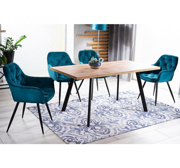 CHERRY VELVET CHAIR ΜΑΥΡΗ ΚΟΡΝΙΖΑ / TURQUOISE BLUVEL 85 DIOMMI CHERRYVCTU