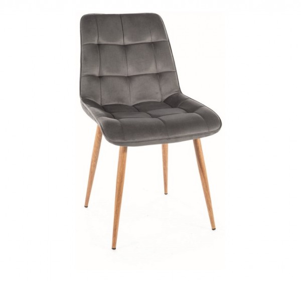 KRZESŁO CHIC D VELVET  DĄB STELAŻ / SZARY BLUVEL 14