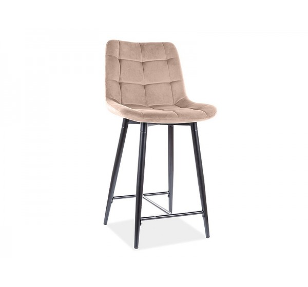 Καρέκλα μπαρ ύφασμιμι Chic H2 45x37x92 μαύρο/μπεζ βελούδο DIOMMI CHICH2VCBE