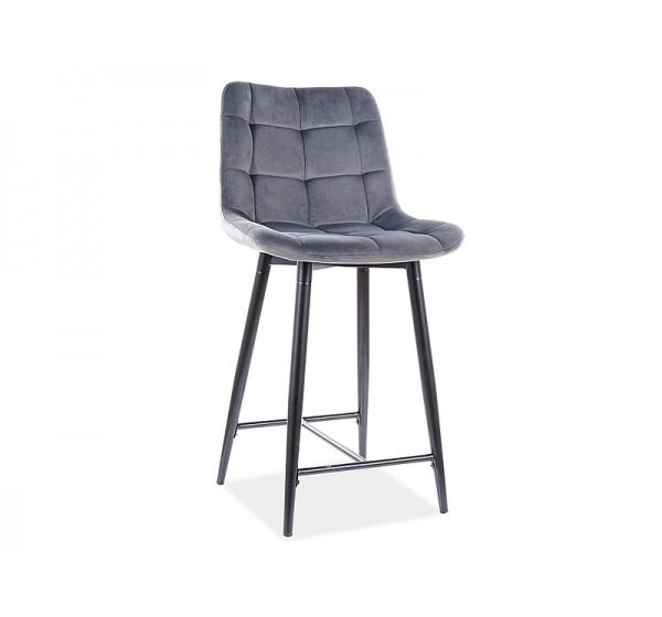 Καρέκλα μπαρ ύφασμιμι Chic H2 45x37x92 μαύρο/γκρι βελούδο DIOMMI CHICH2VCSZ