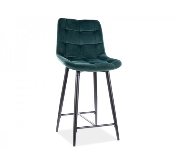 Καρέκλα μπαρ ύφασμιμι Chic H2 45x37x92 μαύρο/πράσινο βελούδο 78 DIOMMI CHICH2VCZ