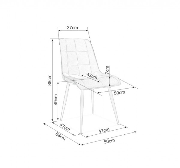 Επενδυμένη καρέκλα ύφασμιμι Chic 50x43x88 μαύρο/γκρι velvet DIOMMI CHICMVCSZ