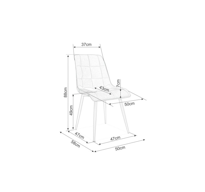 Επενδυμένη καρέκλα ύφασμιμι Chic 50x43x88 μαύρο/γκρι velvet DIOMMI CHICMVCSZ
