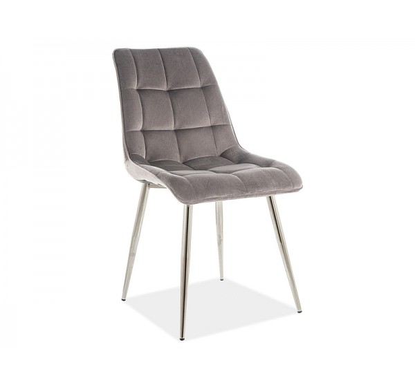 Επενδυμένη καρέκλα Chic 50x43x88 χρωμίου/γκρι βελούδο DIOMMI CHICVCHSZ