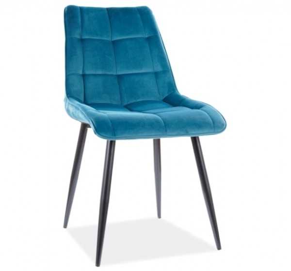 Επενδυμένη καρέκλα ύφασμιμι Chic 50x43x88 μαύρο/τιρκουάζ βελούδο DIOMMI CHICVCTU