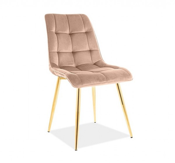 Επενδυμένη καρέκλα ύφασμιμι Chic 50x43x88 χρυσός/μπεζ βελούδο DIOMMI CHICVZLBE