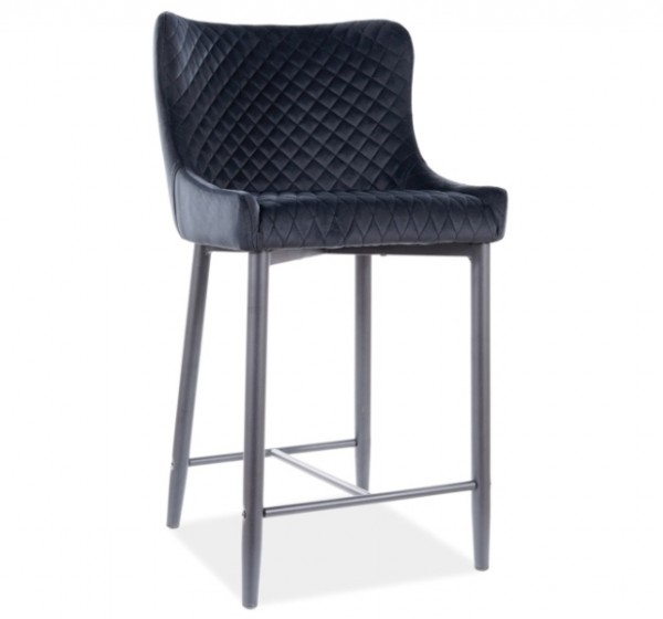 Επενδυμένο σκαμπό μπαρ Colin B H2 48x42x88 μεταλλική μαύρη βάση/μαύρο βελούδο bluvel 19 DIOMMI COLINBH2VCC