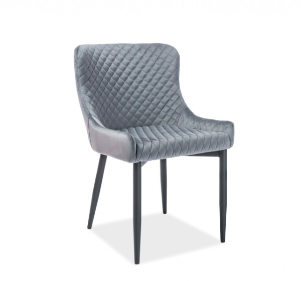 Επενδυμένη καρέκλα τραπεζαρίας Colin B 52x45x82 μεταλλική μαύρη βάση/γκρι βελούδινη bluvel 14 DIOMMI COLINBVCSZ