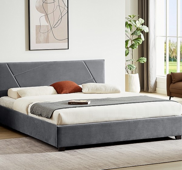 ŁÓŻKO COLUMBIA VELVET 160X200 KOLOR SZARY TAP.192