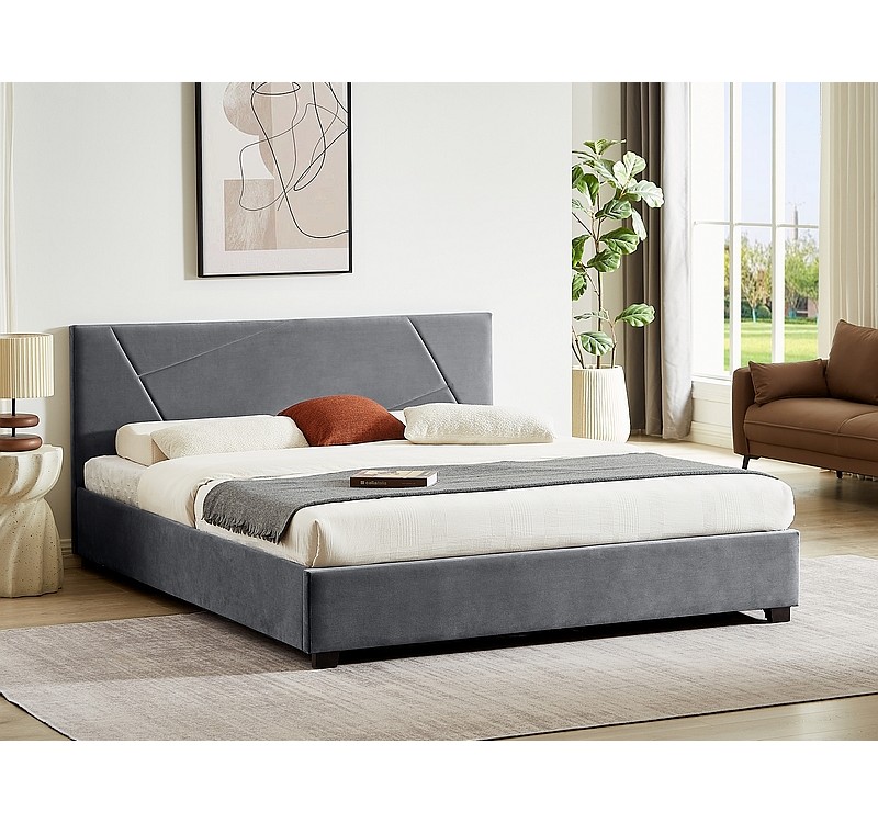 ŁÓŻKO COLUMBIA VELVET 160X200 KOLOR SZARY TAP.192