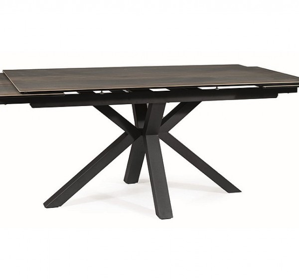 STÓŁ COLUMBUS CERAMIC BRĄZOWY EFEKT DREWNA/CZARNY 160(240)X90