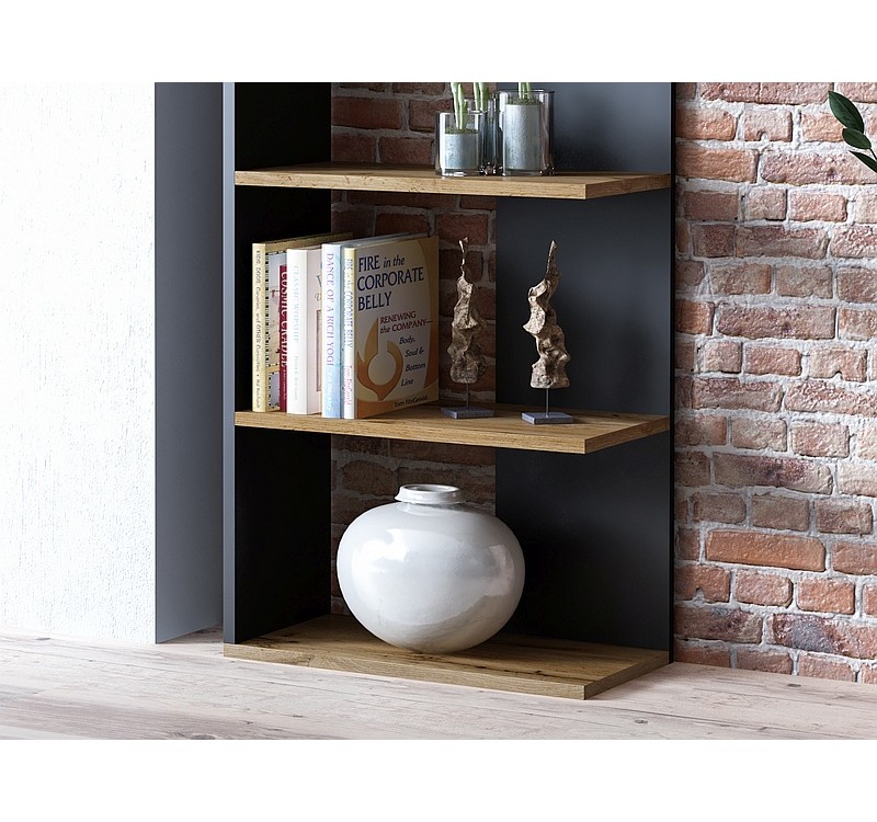 ΓΩΝΙΑΚΗ ΒΙΒΛΙΟΘΗΚΗ WOTAN OAK + BLACK 170X60 DIOMMI CORNERDWC