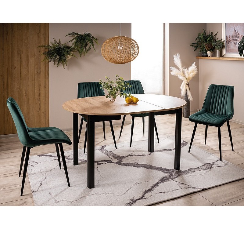 DANTE TABLE ARTISAN OAK / BLACK MATT FI 102 (102-142) DIOMMI DANTEDACMFI102