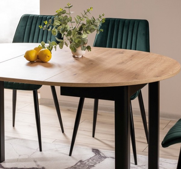 DANTE TABLE ARTISAN OAK / BLACK MATT FI 102 (102-142) DIOMMI DANTEDACMFI102