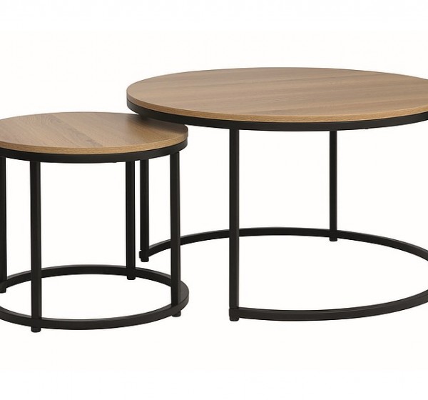 ŁAWA DION DĄB/CZARNY (ZESTAW)