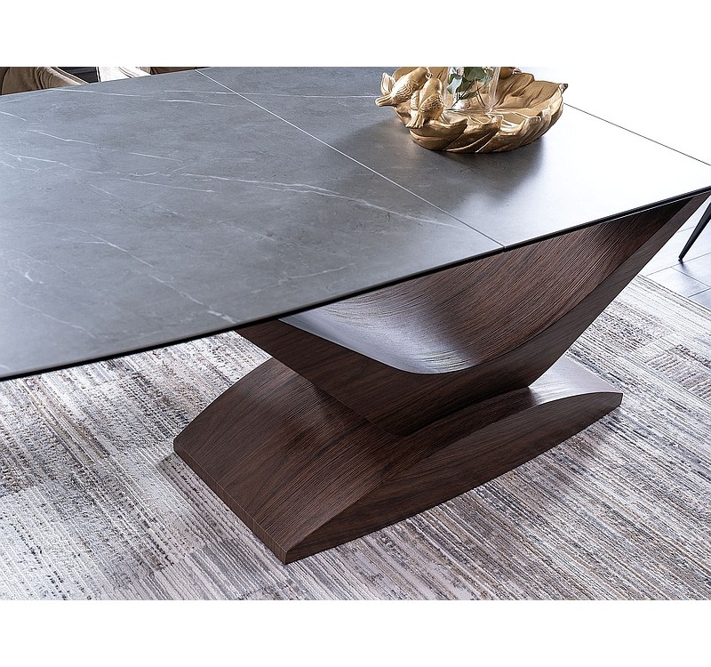 Τραπεζαρία 180-240x95x76 εφέ γκρι μάρμαρο/MDF καρυδιά DIOMMI DOLCESZOR180