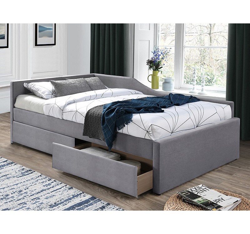 ŁÓŻKO ELIOT VELVET 120X200 SZARY TAP. 142