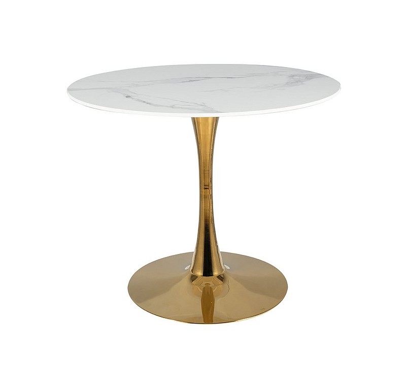 STÓŁ ESPERO BIAŁY EFEKT MARMURU/ZŁOTY  FI 90