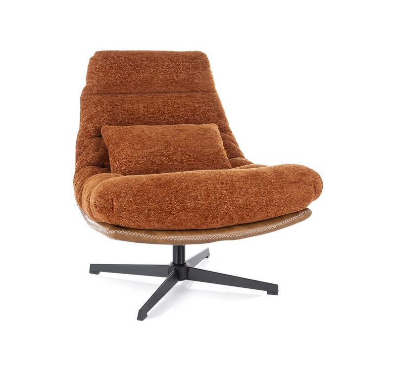 FOTEL FELICIA RAVEN CYNAMONOWY 44/ SKÓRA SYNT. BRĄZ TAP.233