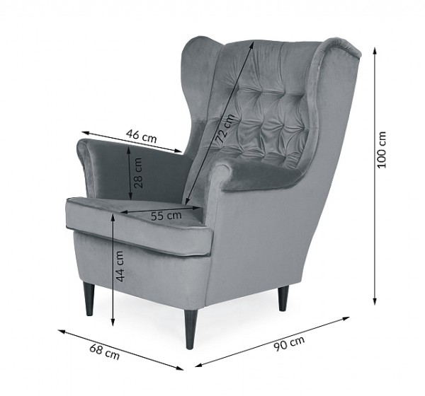 Πολυθρόνα Harry Βελούδινη σε Γκρι Χρώμα 90х68х100 DIOMMI HARRYV14W