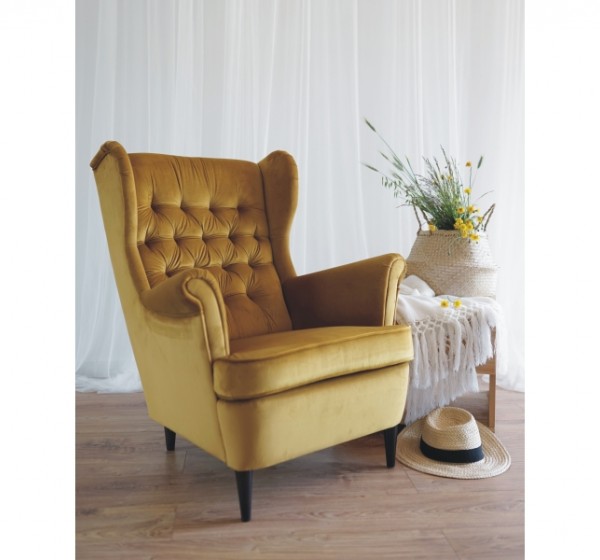 Πολυθρόνα Harry Βελούδινη σε Κίτρινο Χρώμα 90х68х100 DIOMMI HARRYV68W