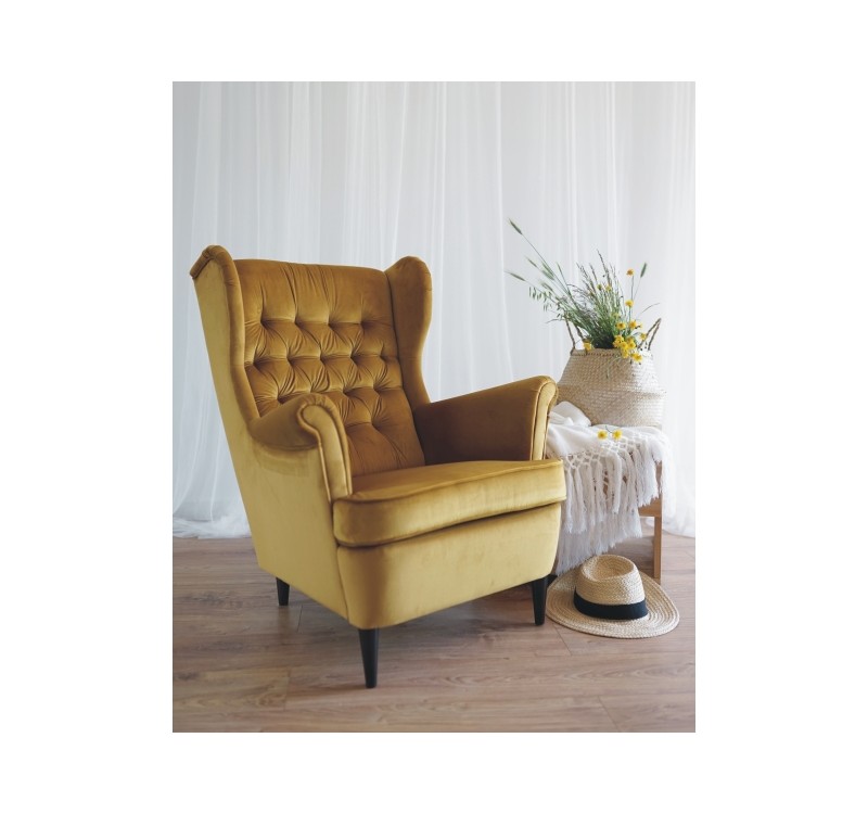 Πολυθρόνα Harry Βελούδινη σε Κίτρινο Χρώμα 90х68х100 DIOMMI HARRYV68W