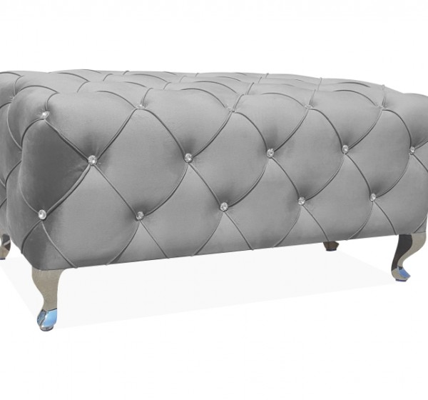 PUF / ΠΑΓΚΟΣ HESTIA VELVET GREY BLUVEL 14 / SILVER DIOMMI HESTIAV14S