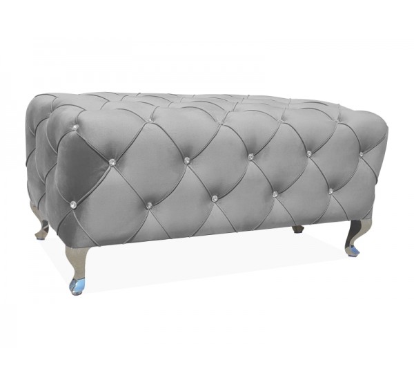 PUF / ΠΑΓΚΟΣ HESTIA VELVET GREY BLUVEL 14 / SILVER DIOMMI HESTIAV14S