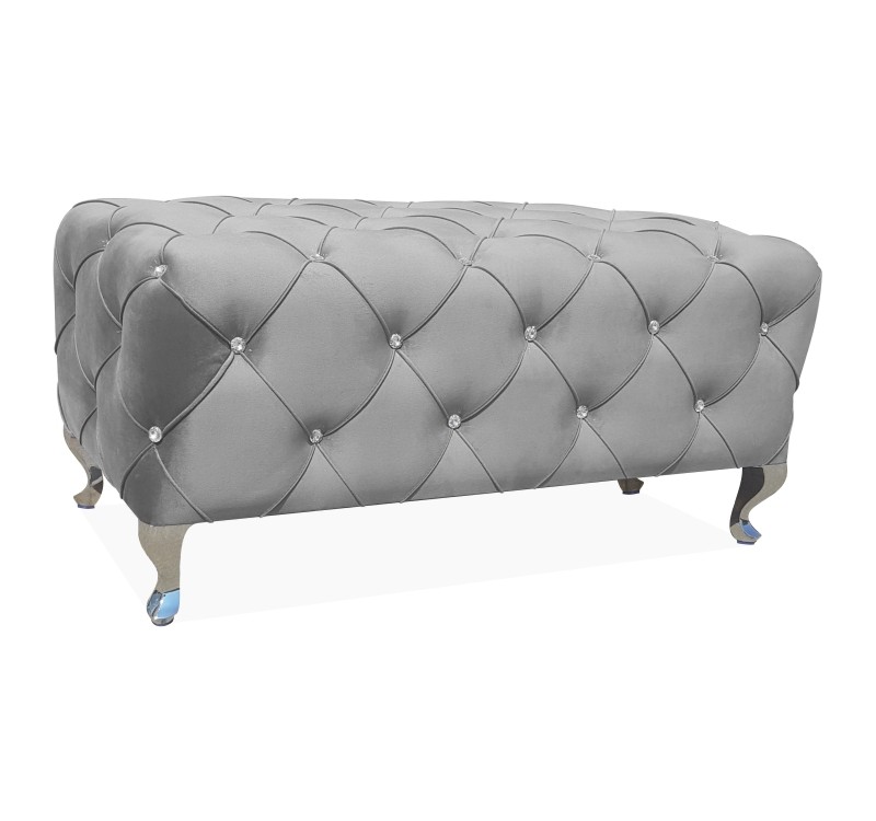 PUF / ΠΑΓΚΟΣ HESTIA VELVET GREY BLUVEL 14 / SILVER DIOMMI HESTIAV14S