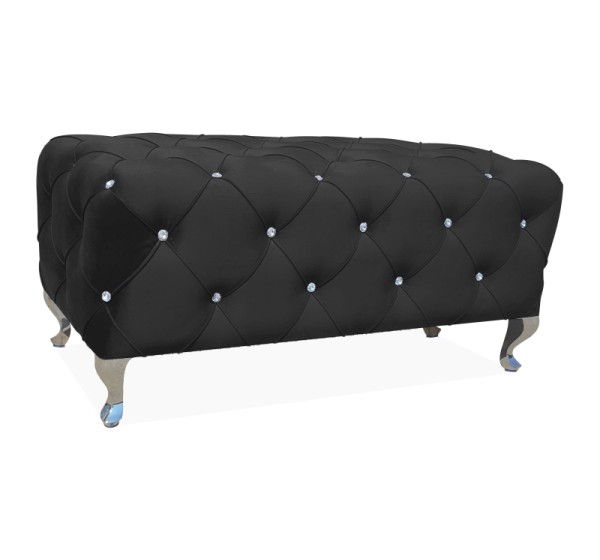 PUF / ΠΑΓΚΟΣ HESTIA VELVET BLACK BLUVEL 19 / SILVER DIOMMI HESTIAV19S