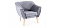 FOTEL KARO 1 VELVET SZARY BLUVEL 14 / BUK