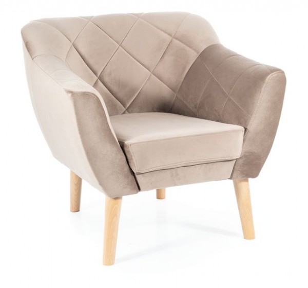 FOTEL KARO 1 VELVET CIEMNY BEŻ BLUVEL 40 / BUK