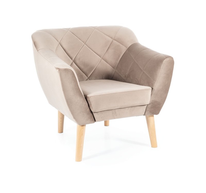 FOTEL KARO 1 VELVET CIEMNY BEŻ BLUVEL 40 / BUK