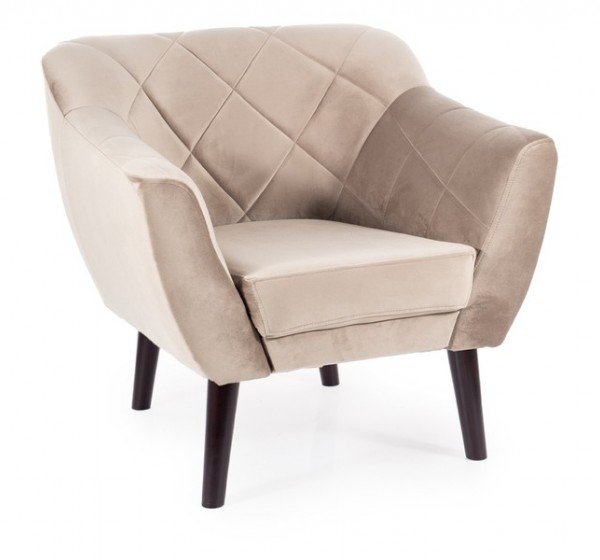 FOTEL KARO 1 VELVET CIEMNY BEŻ BLUVEL 40 / WENGE