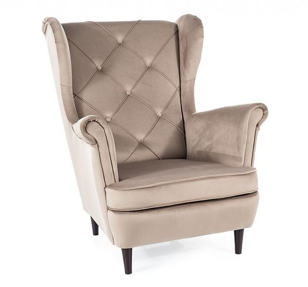FOTEL LADY VELVET C. BEŻ BLUVEL 40 / WENGE
