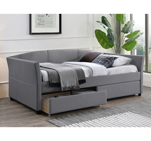 ŁÓŻKO LANTA VELVET 90X200 SZARY/CZARNY TAP. 142