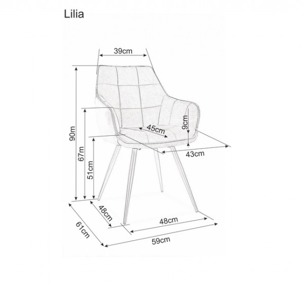 Καρέκλα τραπεζαρίας βελούδινη  Lilia Velvet  45 x 59 x 90 DIOMMI LILIAVCSZ