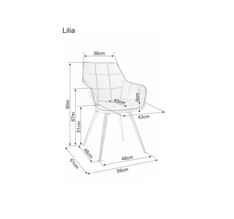 Καρέκλα τραπεζαρίας βελούδινη  Lilia  45 x 59 x 90 DIOMMI LILIAVCTU
