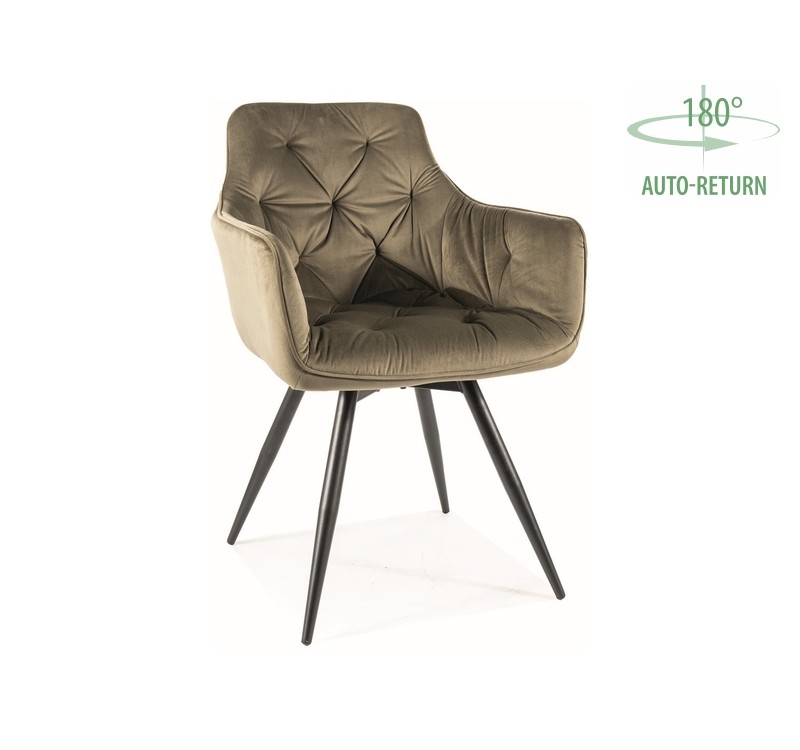 KRZESŁO MANGO VELVET STELAŻ CZARNY/BLUVEL OLIWKA 77