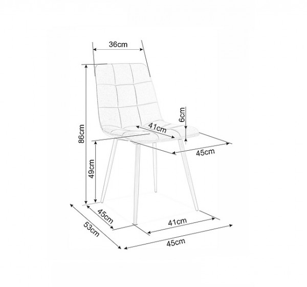 Επενδυμένη καρέκλα MIla 45x41x86 μαύρος μεταλλικός σκελετός/μαύρο βελούδο bluvel 19 DIOMMI MILAVCC