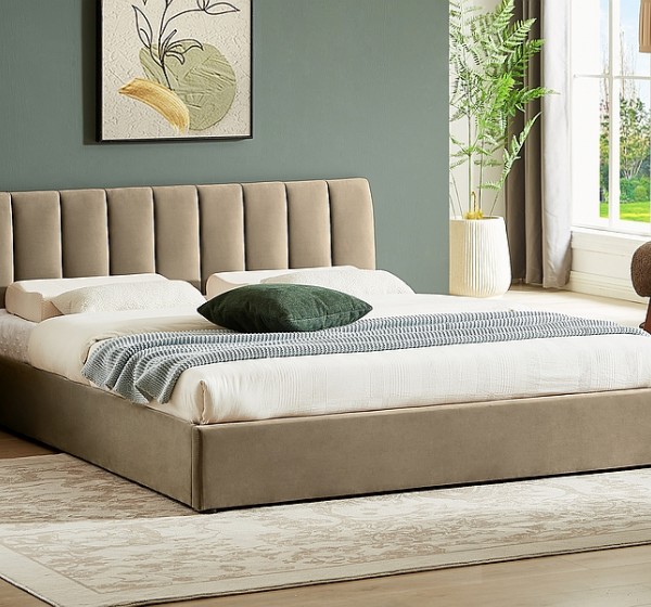 ŁÓŻKO MONTREAL VELVET 140X200 KOLOR BEŻ BLUVEL 28