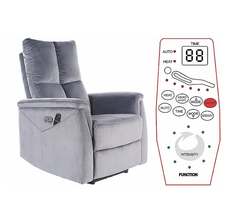 ΠΤΥΣΣΟΜΕΝΗ ΚΑΡΕΚΛΑ NEPTUNE M (ΛΕΙΤΟΥΡΓΙΑ ΜΑΣΑΖ) VELVET GRAY BLUVEL 14 DIOMMI NEPTUNMVSZ