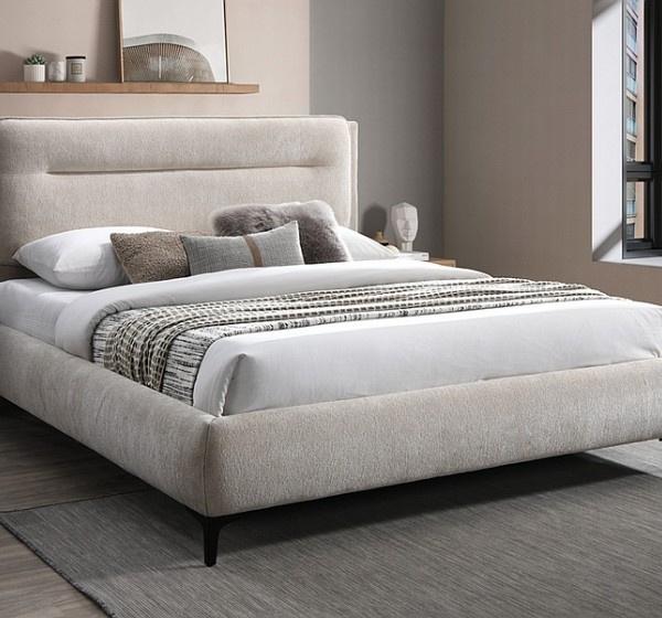 ŁÓŻKO NIKOZJA RAVEN 160x200 KOLOR C. BEŻ 28 / CZARNY