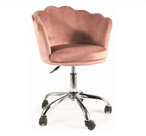 FOTEL OBROTOWY ROSE VELVET RÓŻ ANTYCZNY BLUVEL 52