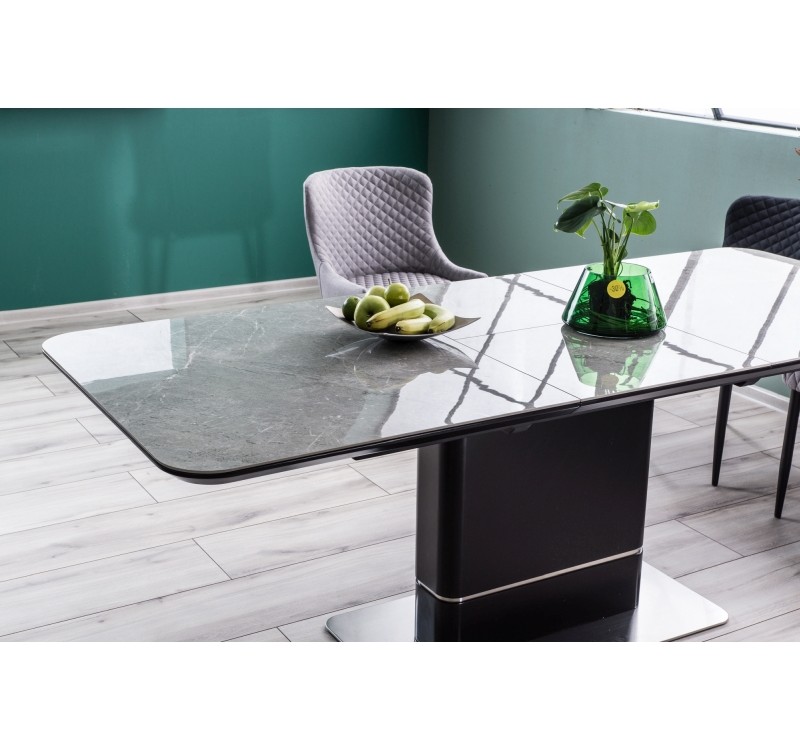 ΠΑΛΛΑΣ ΚΕΡΑΜΙΚΟ ΤΡΑΠΕΖΙ ΜΑΡΜΑΡΟ ΕΦΕ ΓΚΡΙ / ΜΑΥΡΟ ΜΑΤ 160 (210) x90 DIOMMI PALLASCSZC160