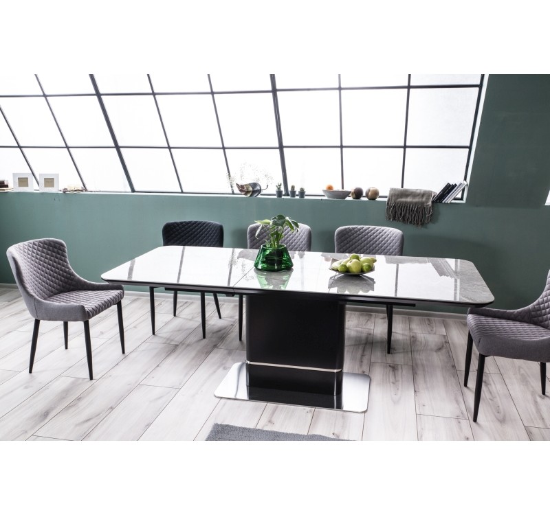 ΠΑΛΛΑΣ ΚΕΡΑΜΙΚΟ ΤΡΑΠΕΖΙ ΜΑΡΜΑΡΟ ΕΦΕ ΓΚΡΙ / ΜΑΥΡΟ ΜΑΤ 160 (210) x90 DIOMMI PALLASCSZC160